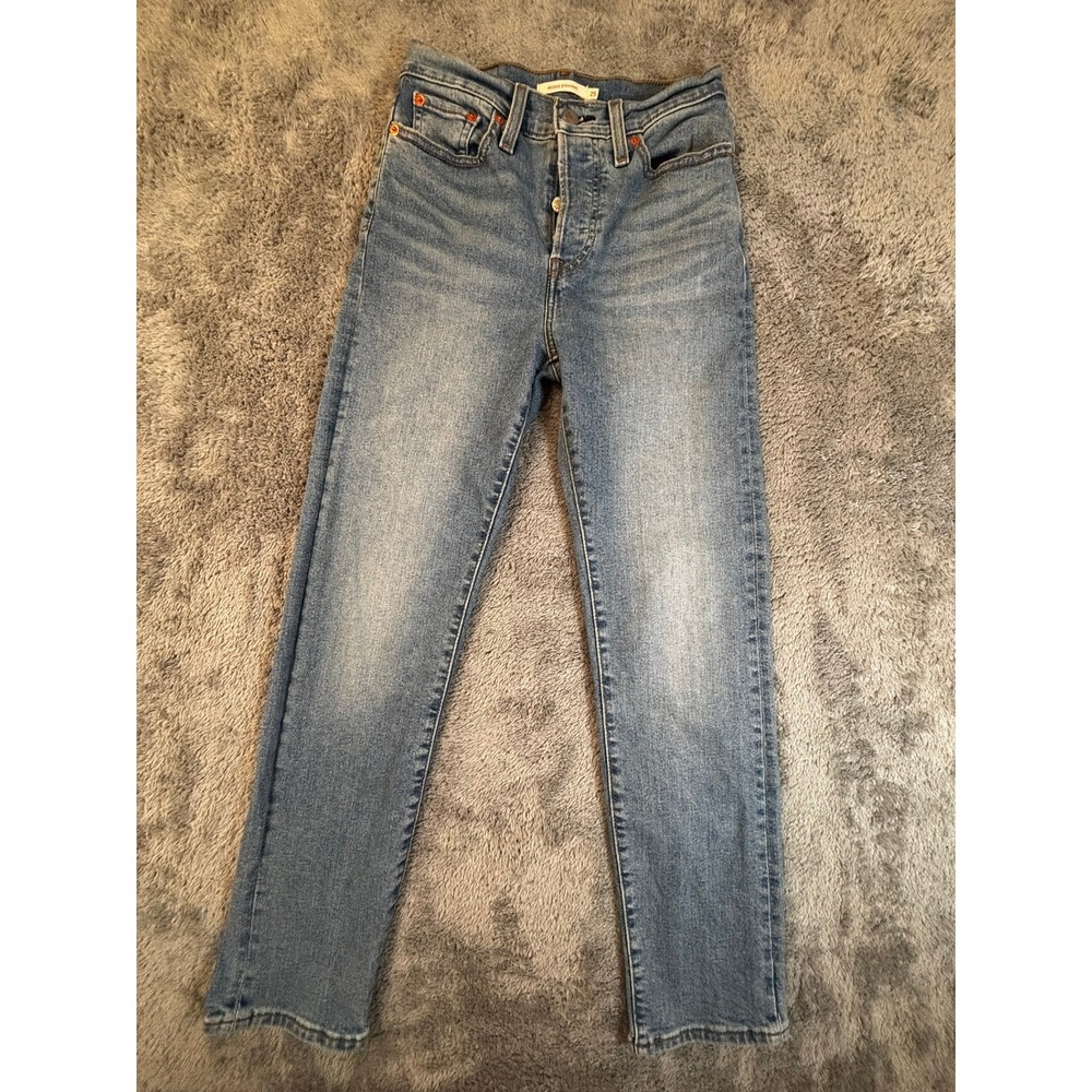 Levis Wedgie Straight Jeans Medium Wash High Rise Button Fly Denim Size 25